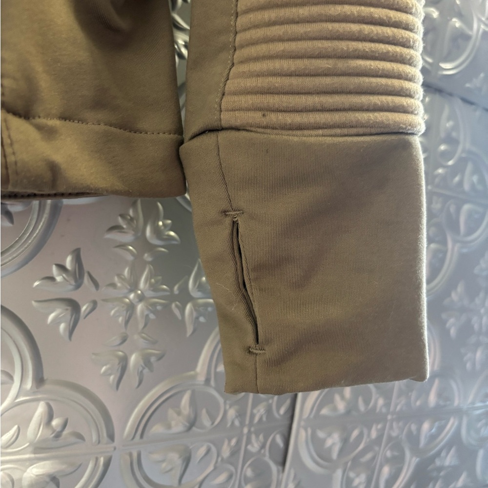 h&m puffer hooded lightweight outdoor jacket in dark beige, size small - Picture 3 of 10